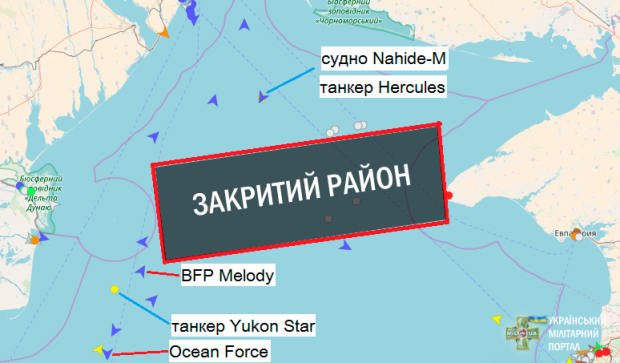00 Чорноморський флот Росії оголосив закритим для судноплавства район в північно-західній частині Чорного моря від мису Тарханкут до дельти Дунаю